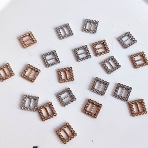 10pcs 5mm Micro Gold Silver Square  Metal Buckle with Crystal Perfect Fit 1/6 11.5&quot; BJD Blythe Doll Clothes