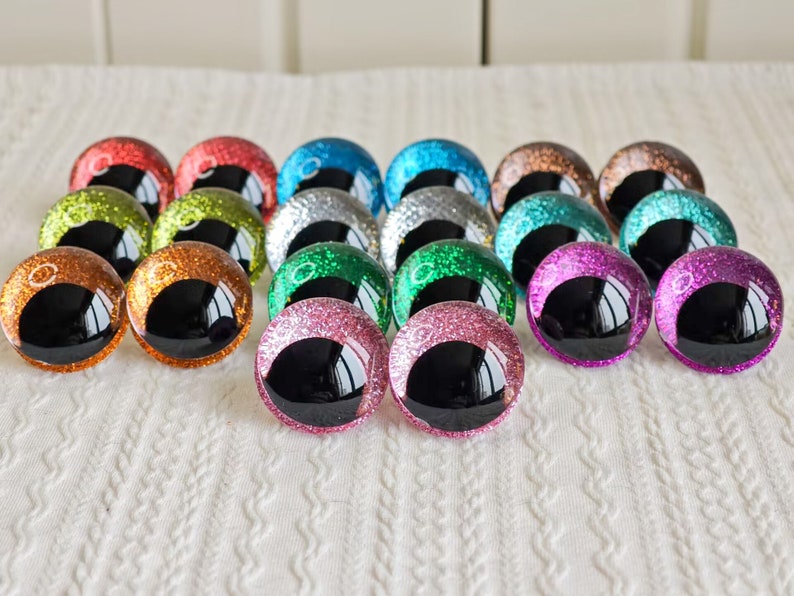 12-30mm Sparkling 3D Safety Eyes Ideal for Doll Making Crocheting and Amigurumi 10pairs Mix color zdjęcie 4