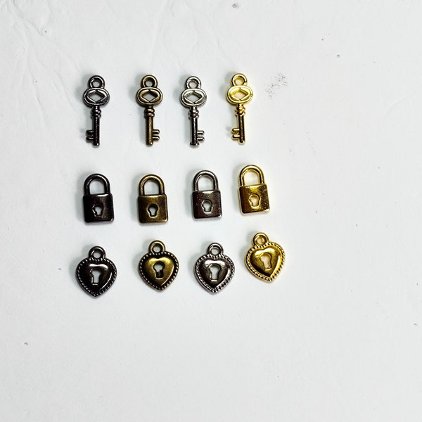 5pcs  12×4.5mm Extra Small Metal Keychain & 2 Locks, 4 Colors, Doll Bag Hardware, Mini Craft Supply