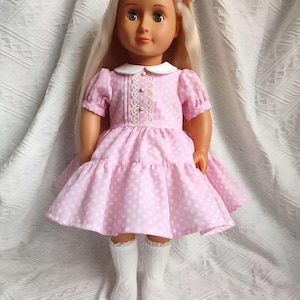 Pink Polka Dots Dress Hair Bow petticoat handmade to fit 18-Inch Girl Dolls Dress similar size 18 Inch Doll image 2