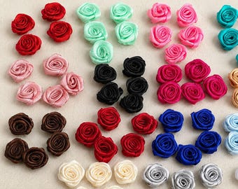 10 PCS 1.4cm/0.55"   Tiny Satin Rose Flowers for Doll Clothes, Sewing & Crafts