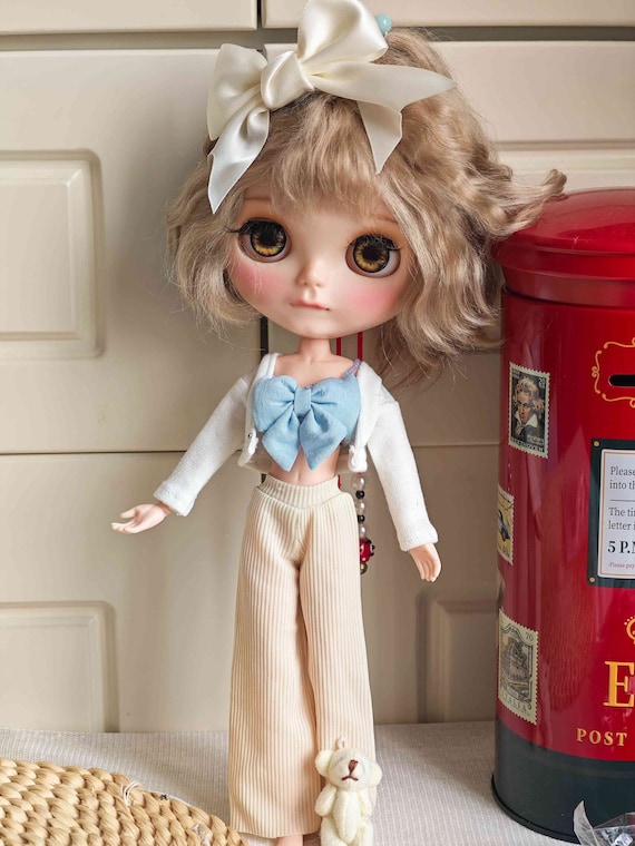 Doll Doll mini pants BEIGE S Clothes Accessories Beige Strap Pants