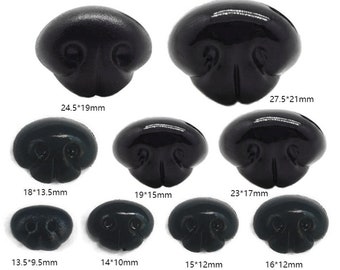 5 pcs Nez de sécurité amigurumi animal noir avec rondelles - 9 tailles assorties pour créations artisanales de nez de chien noir