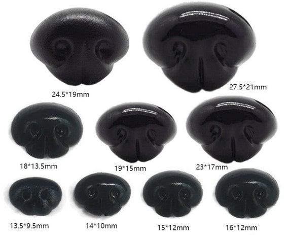 5Pcs Black Dog Nose Animal Amigurumi Safety Noses with Washers - 9 Assorted Sizes for Black Dog Nose Crafts