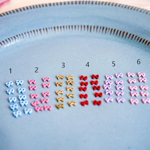20Pcs 6mm Microscopic Metal Bow Shape Buttons In 6 Colors Micro Tiny Buttons for Doll