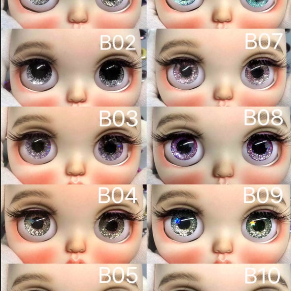 Éclats pour les yeux en verre 14 mm Blythe (55 couleurs) - Yeux réalistes fantastiques, couleurs pour les yeux de style anime