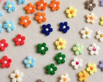 Mini Fabric Flower Appliques 1.4cm / 0.55" Sew-On for Doll Clothes Craft