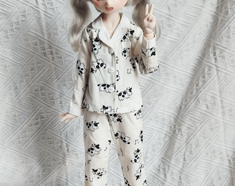 Ropa para muñeca BJD MSD, pijama, ropa de noche, traje de 3 uds., 1/4