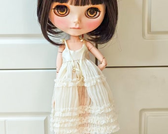 Ropa de muñeca Blythe hecha a mano vestido blanco Halter vestido de novia Neo Blythe OB22, OB24