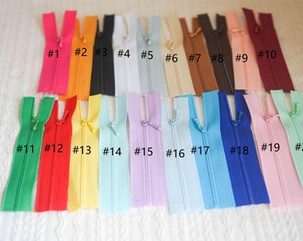 Doll Clothes Zippers - 2Pcs 10cm Closed-End, 20 Colors