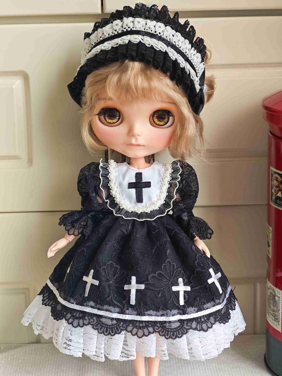 Handmade Blythe Doll Clothes Gothic Lolita Doll Dress With Cross