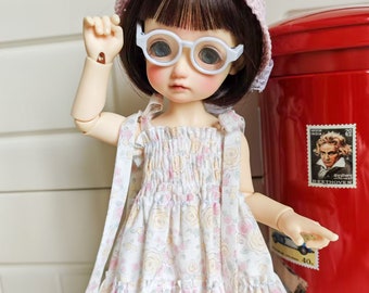 YOSD Doll Clothes  1/6 BJD doll clothes Pink straw hat and summer floral dress