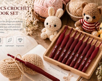Ergonomic  Crochet Hook Set  16 Sizes (0.5mm to 6mm) for Crafting and Amigurumi