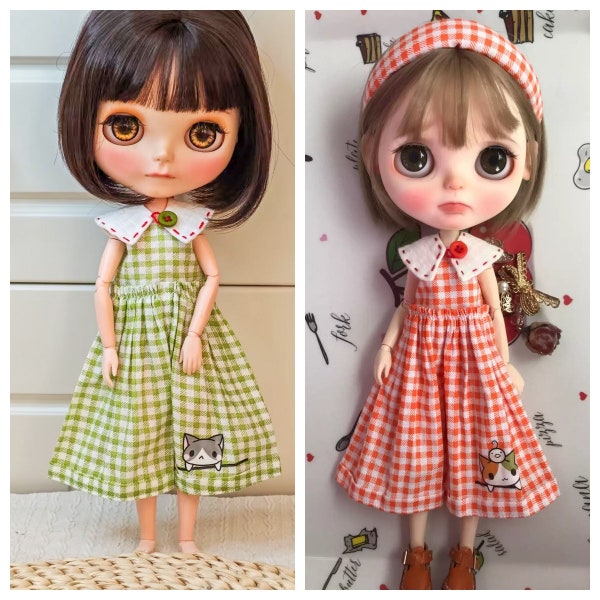 Vêtements de poupée Blythe faits à la main, robe 3 couleurs avec bandeau pour Neo Blythe OB22, OB24