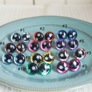 Cartoon 3D glitter pluche Amigurumi veiligheidsogen met sneeuwvlokpatronen en ringen (12 mm - 30 mm)