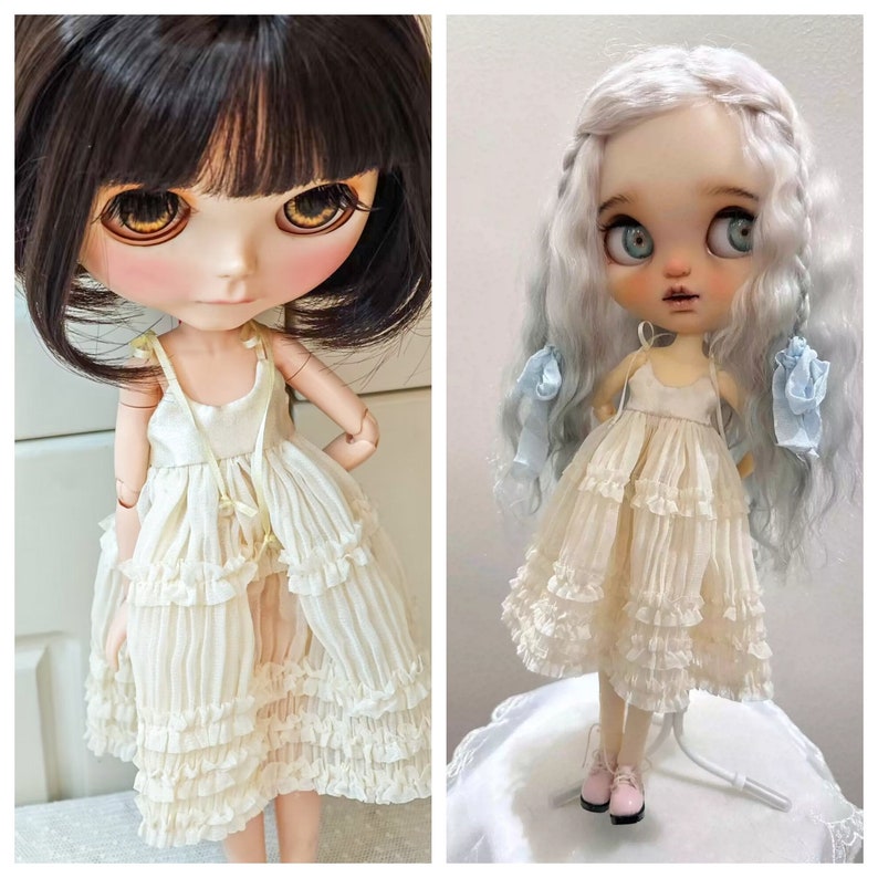 Handmade Blythe Doll Clothes White Halter Dress Wedding Dress Neo Blythe OB22, OB24 image 3