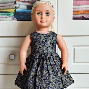 Summer Dress Black chrysanthemum Doll dress 18” Doll Clothes handmade to fit 18-Inch Girl Dolls Dress similar size 18 Inch Doll