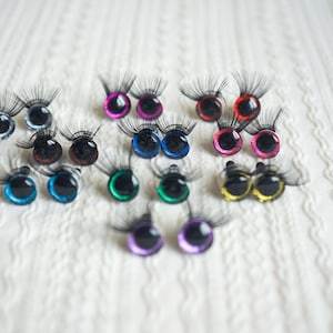 12-30mm Sparkling 3D Safety Eyes with Lashes - Ideal for  Doll Making Crocheting and Amigurumi (2 pcs/1 pair)