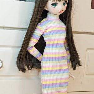 Handmade Long-Sleeved Bodycon Dress 55 Colors for 1/3, 1/4, 1/6, OB22, OB24 Blythe, BJD Dolls SD MSD