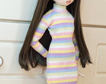 Handmade Long-Sleeved Bodycon Dress 55 Colors for 1/3, 1/4, 1/6, OB22, OB24 Blythe, BJD Dolls SD MSD