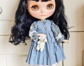 Handmade Blythe Doll Clothes Women's blouse with floral pattern and Dress 4 colors Neo Blythe OB22, OB24