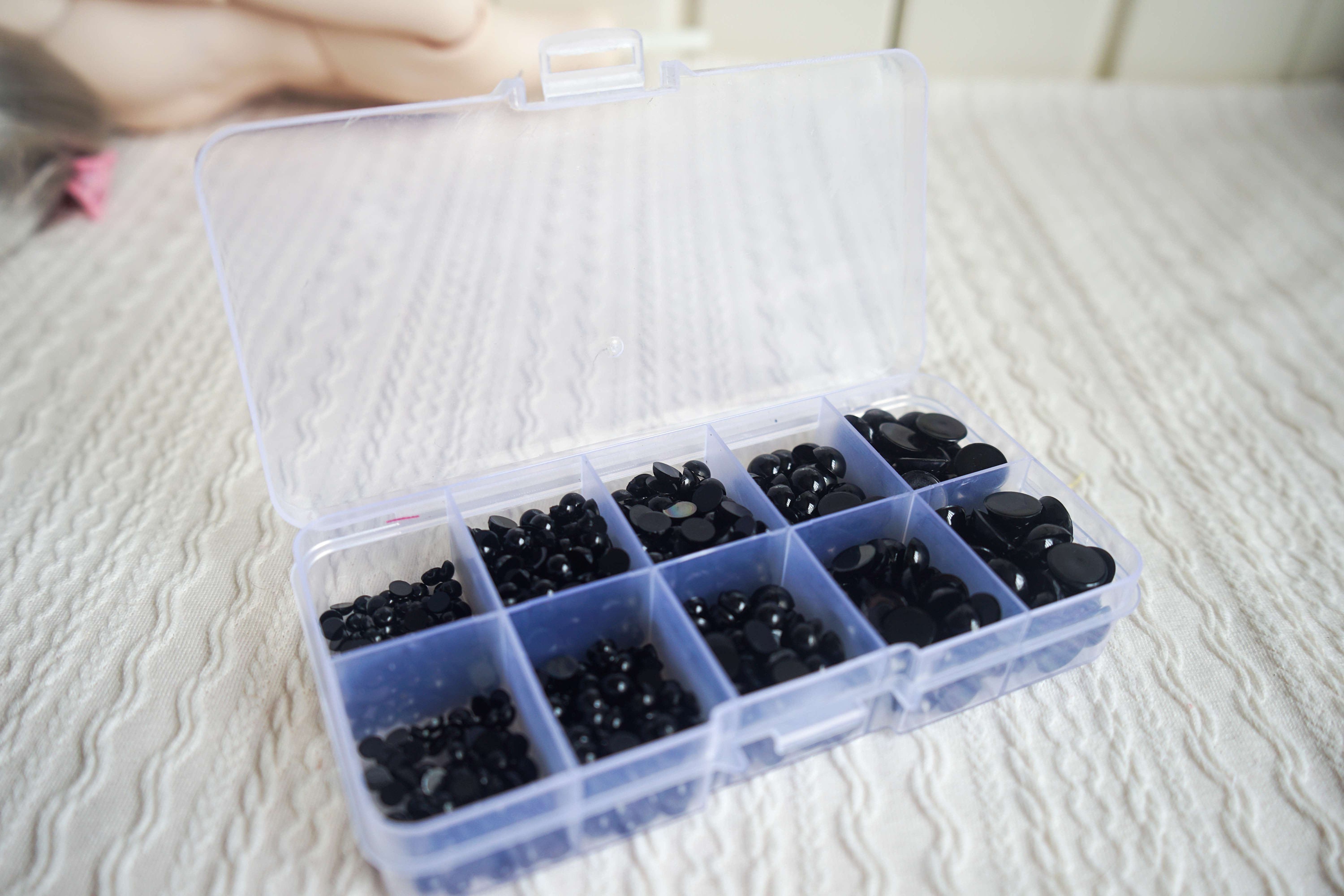 760Pcs 380Pairs 1Box 4mm/5mm/6mm/8mm/10mm   Round Movable Craft Eyes for Plush Toys, Cards, Scrapbooking, and Amigurumi Doll & Animal Making