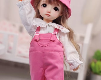 YOSD Doll Clothes  1/6 BJD doll clothes White Blouse and pink cargo pants