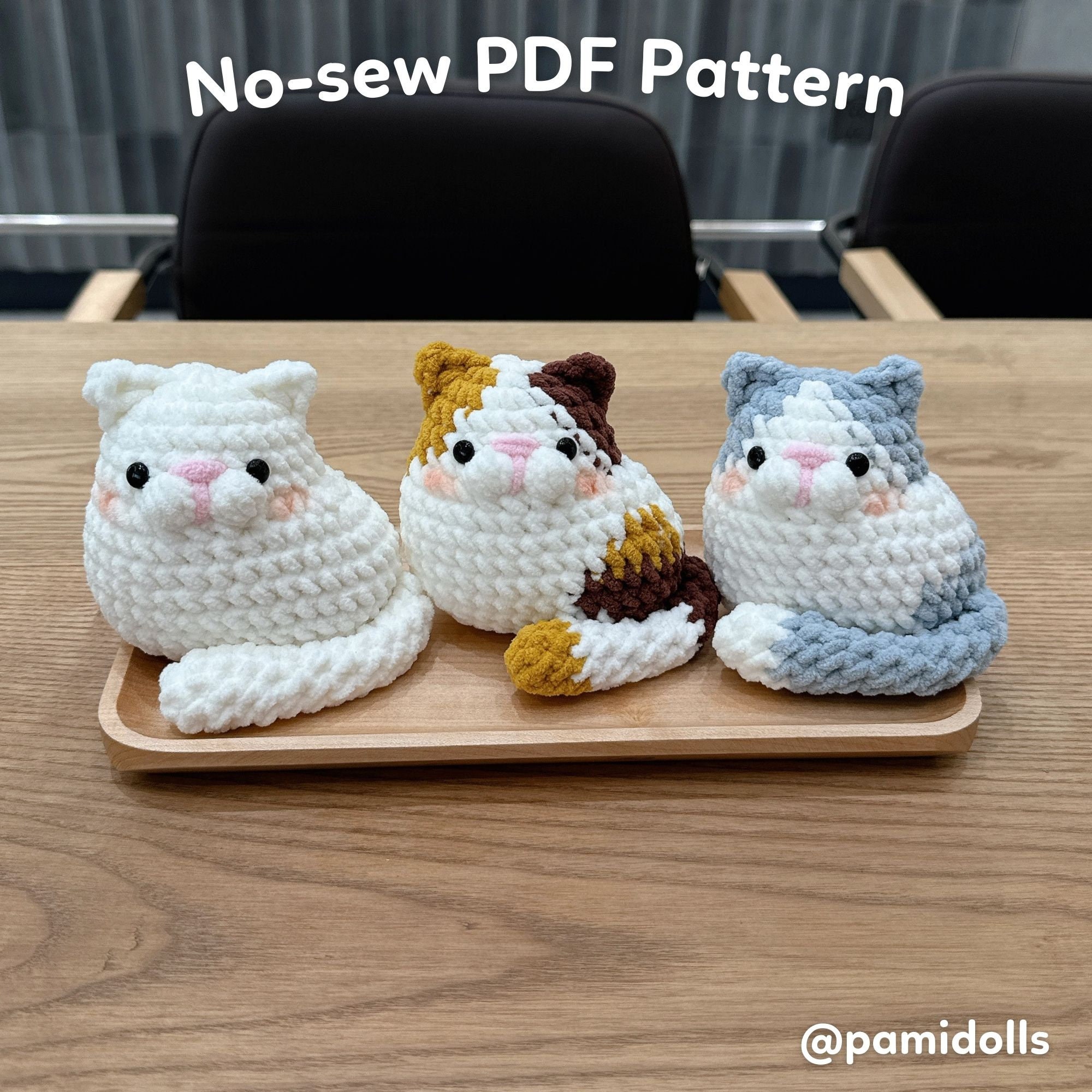 縫わずに作れる猫のあみぐるみ編み図集（デジタルPDF） - Etsy 日本