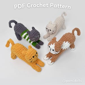 Paquete de patrones de ganchillo 3in1 Yoga Cat Amigurumi, archivos PDF digitales en inglés Deutsch Français Español Português