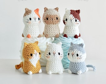 No-sew 6in1 Kawaii Cat Amigurumi Crochet Pattern Bundle, Digital PDF files in English Deutsch Français Español Português