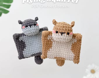 Flying Squirrel Amigurumi Crochet Pattern, Digital PDF files in English Deutsch Français Español Português
