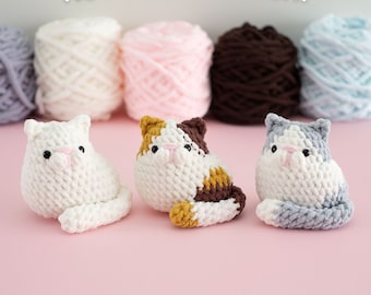 No-sew 3in1 Cute Cat Amigurumi Crochet Pattern Bundle, Digital PDF files in English Deutsch Français Español Português Cat Bun Cat Loaf