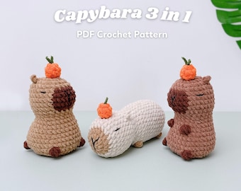 Pacchetto modello uncinetto Capibara Amigurumi senza cucitura (PDF digitale)