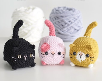 No-sew 3in1 Loaf Cat Amigurumi Crochet Pattern Bundle, Digital PDF files in English Deutsch Français Español Português