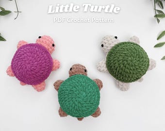 縫わずに作れる小さなカメのあみぐるみ編み図（デジタルPDF） - Etsy 日本
