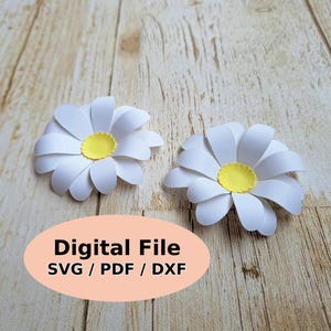 Plantilla SVG de flor de papel de margarita: manualidad DIY, compatible con Cricut (descarga digital)