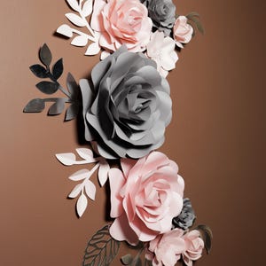 Gray & Pink Paper Flower Set: Nursery Wall Decor