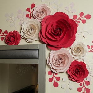 Rosen Papierblumen Set | Kinderzimmer Papierblumen Wanddeko | Wand Blumen Dekor | Baby Mädchen Blumenstrauß