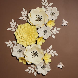 Roses Paper Flowers Set | Nursery Paper Flower Wall Decor | Wall Flowers Decor | Baby Girl Nursery Flowers
