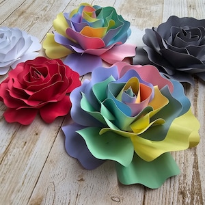 Paper Rose #6 Templates, Paper Flower svg, 3D Paper Flowers svg, Paper Rose svg, Rose Svg, Flower svg,  Rose# 6 Template for DIY Crafting