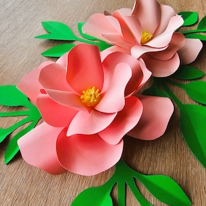 Paper Rose with leaves Template, Paper Flower svg, DXF Rose, Paper Rose printable, flower Svg, PDF Roses,Flower svg, Diy rose