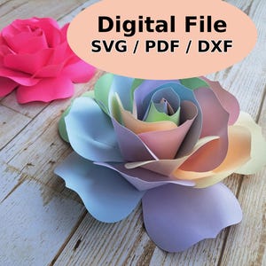 Paper Rose #4 Templates, Paper Flower svg, 3D Paper Flowers svg, Paper Rose svg, Rose Svg, Flower svg,  Rose# 4 Template for DIY Crafting