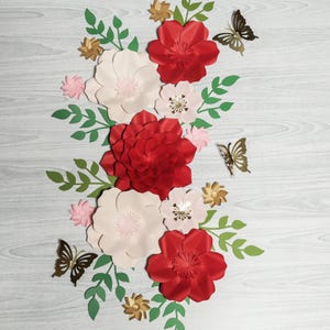 Rosen Papierblumen Set | Kinderzimmer Papierblumen Wanddeko | Wand Blumen Dekor | Baby Mädchen Blumenstrauß