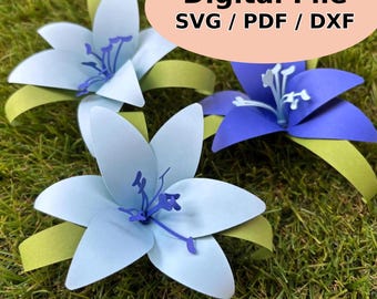 Lily Paper Flower Template | 3D Paper Lily SVG | DIY Paper Flowers for Crafts & Home Decor | Handmade Lily Petals Printable Flower PDF| Dxf