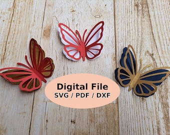 Mariposa 3D SVG: Plantilla de manualidades de papel para Cricut (Descarga digital)