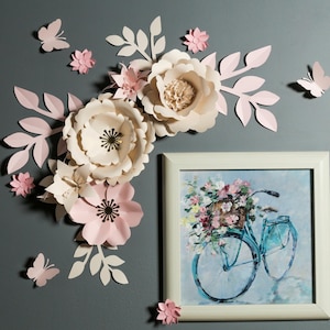 Paper Flowers Set | Nursery Paper Flower Wall Decor | Wall Flowers Decor | Baby Girl Nursery Flowers | DIY Paper Flowers Kit