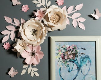Rose Pink Paper Flower Set: DIY Nursery Wall Decor