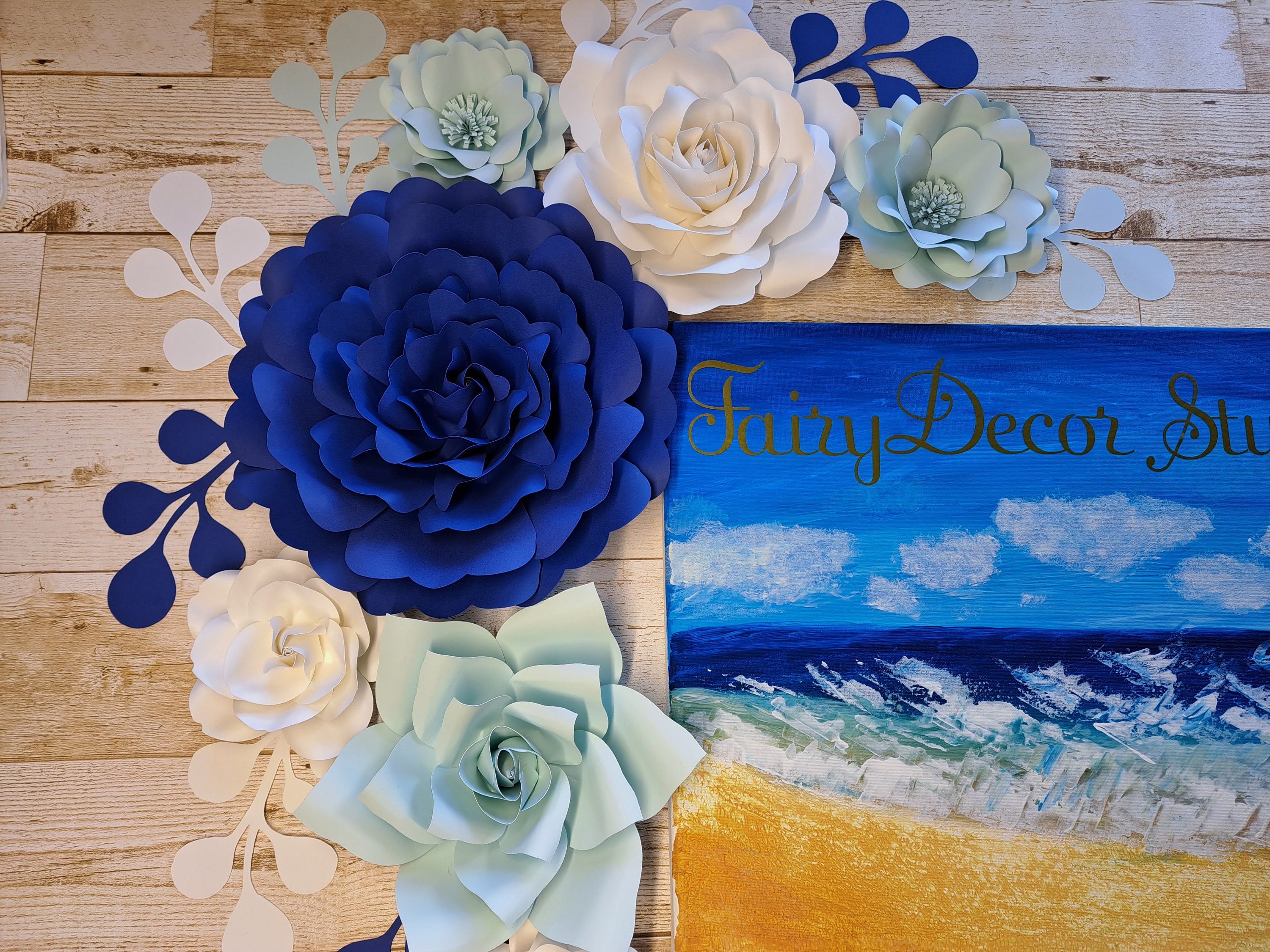 Blue Roses Paper Flowers Set Nursery Paper Flower Wall Decor Etsy