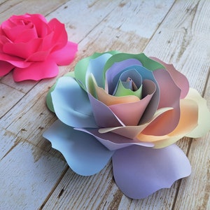 Paper Rose #4 Templates, Paper Flower svg, 3D Paper Flowers svg, Paper Rose svg, Rose Svg, Flower svg,  Rose# 4 Template for DIY Crafting