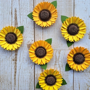 Handmade Paper Sunflowers (Set of 6): Baby Nursery, Party Decor